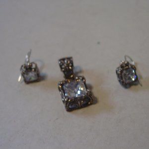 Silpada Sterling CZ Uptown Pendant & Earrings